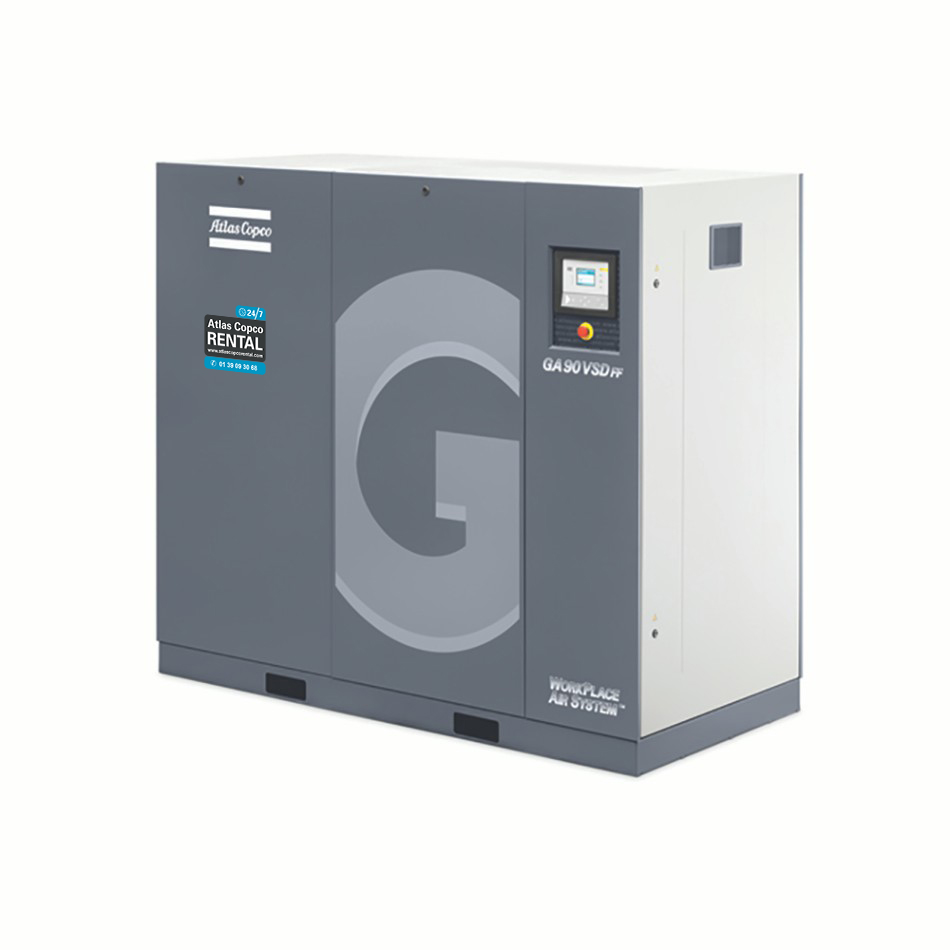 ATLAS COPCO - Location - Compresseur électrique à vis lubrifiées - GA <90 Kw